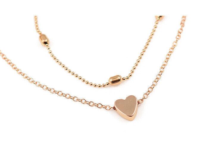 Charming Gold Plated Double Layered Heart Pendant Necklace